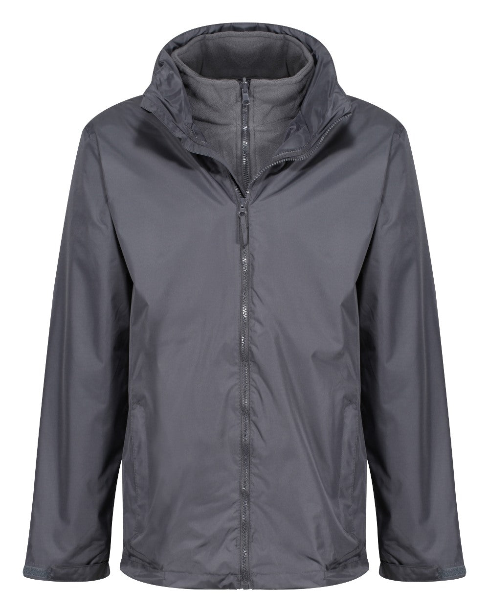 Seal Grey coloured Regatta Mens Classic Waterproof 3 in 1 Jacket on white background