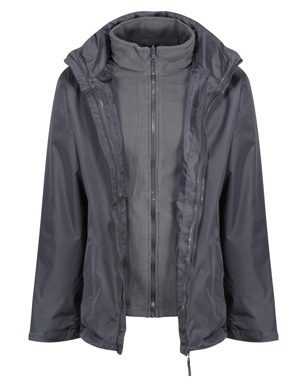Seal Grey coloured Regatta Mens Classic Waterproof 3 in 1 Jacket on white background