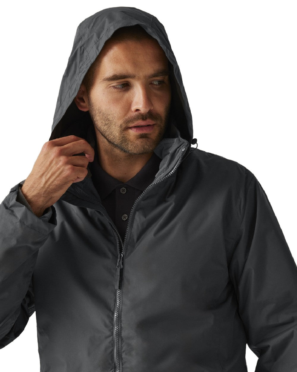 Seal Grey coloured Regatta Mens Classic Waterproof 3 in 1 Jacket on white background