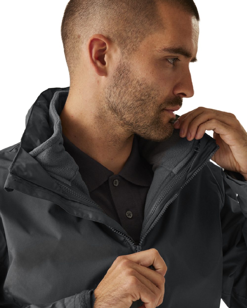 Seal Grey coloured Regatta Mens Classic Waterproof 3 in 1 Jacket on white background