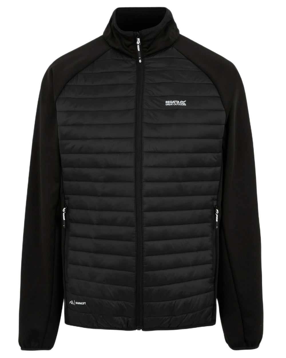Black Coloured Regatta Mens Clumber Hybrid Jacket on white background