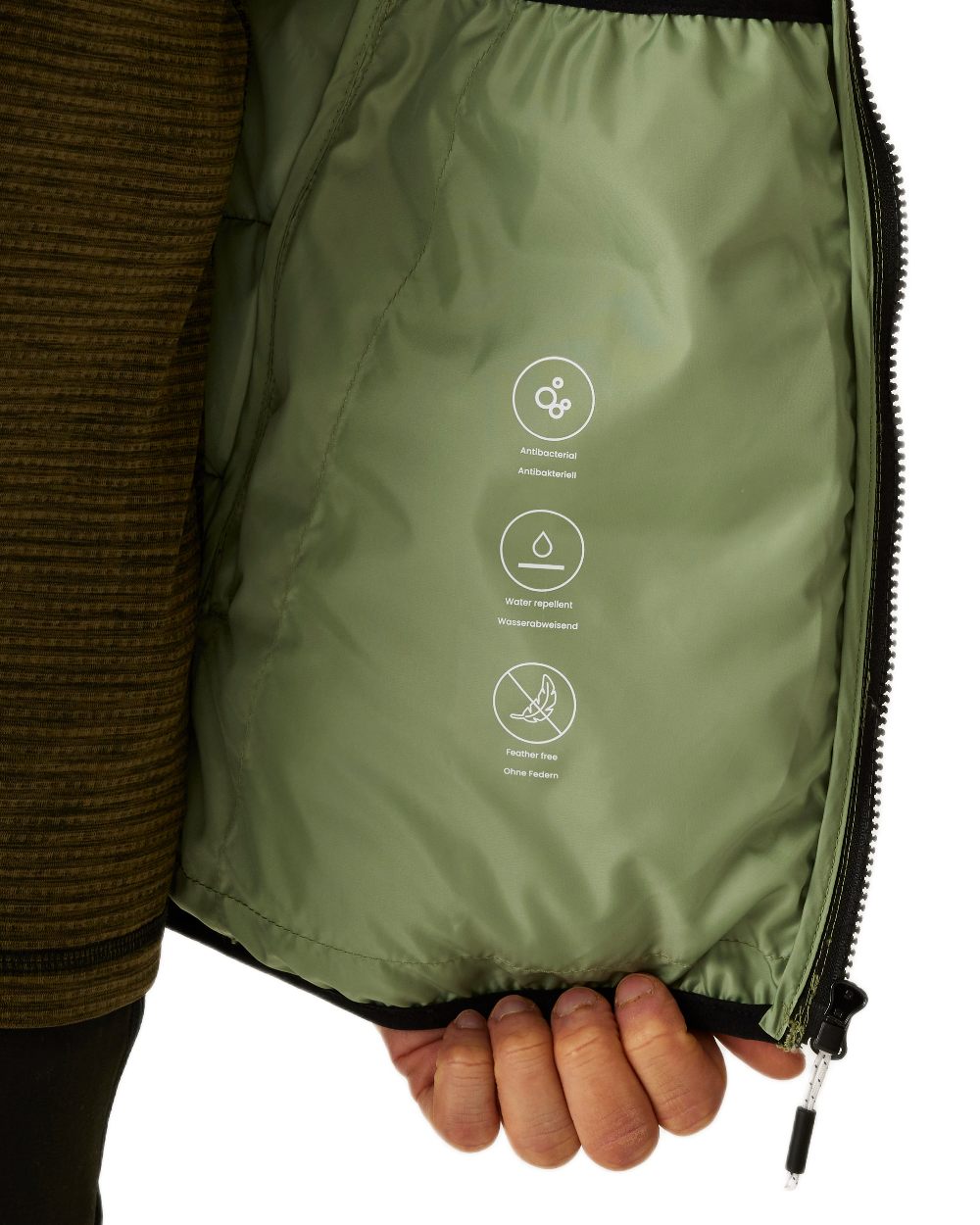 Oil Green Black Coloured Regatta Mens Dalent Padded Jacket on white background