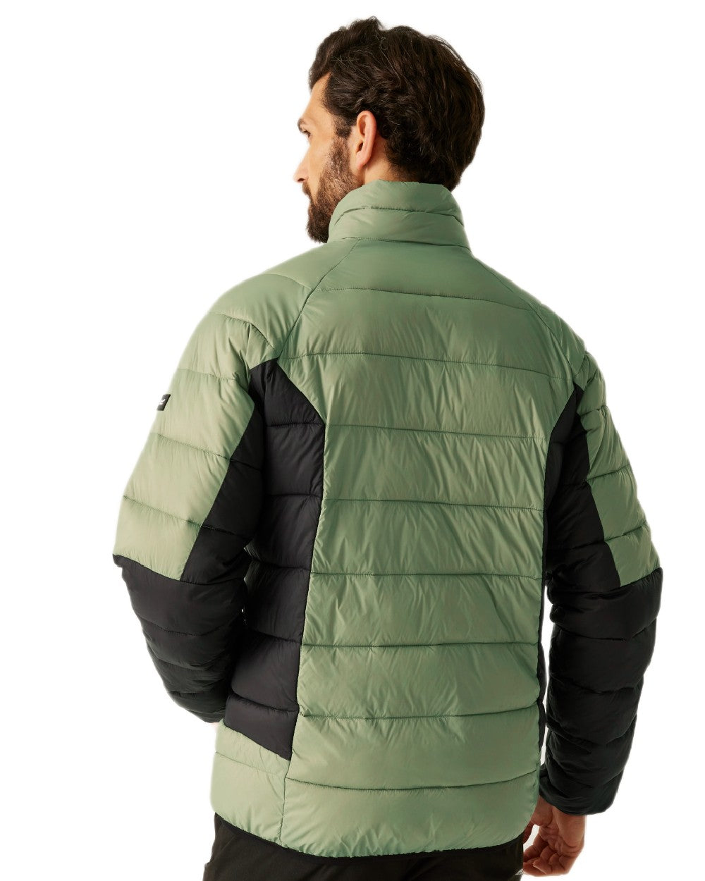 Oil Green Black Coloured Regatta Mens Dalent Padded Jacket on white background