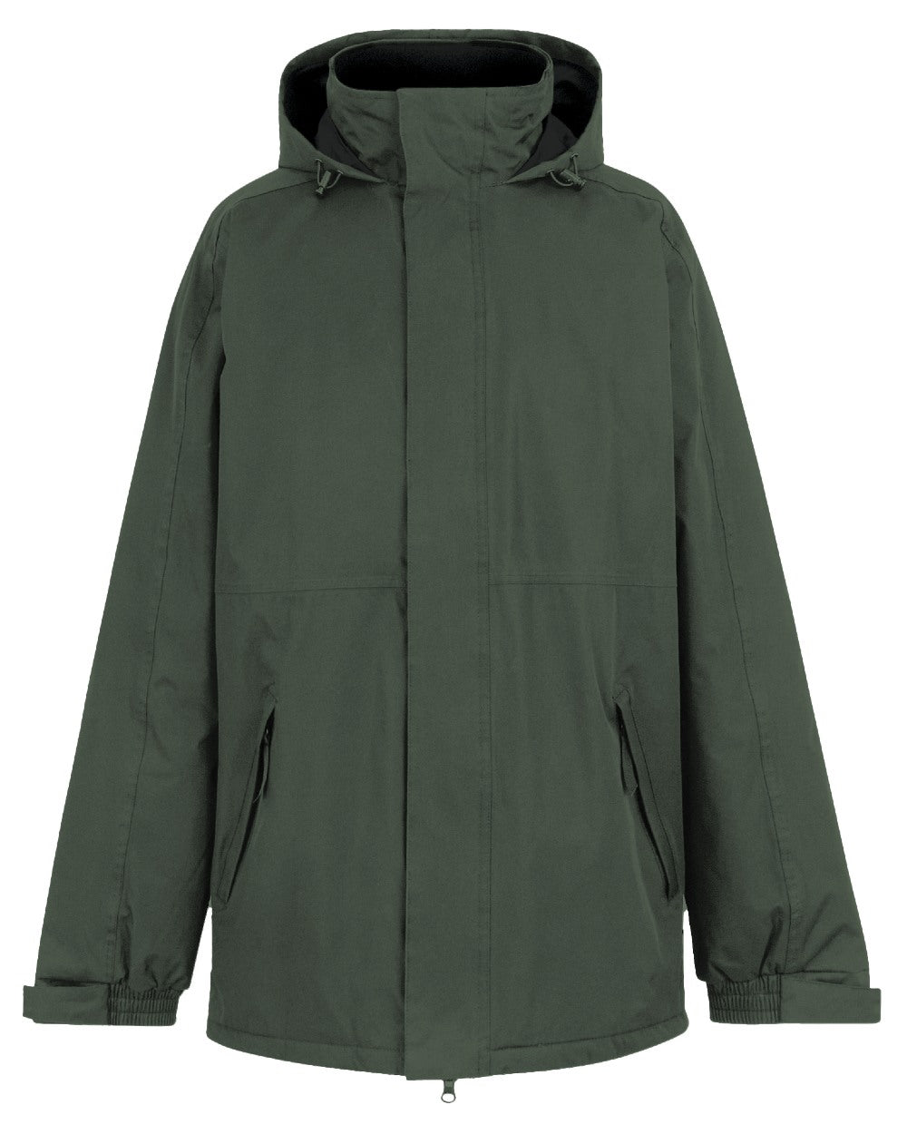 Dark Green coloured Regatta Mens Dover Waterproof Parka Jacket on white background