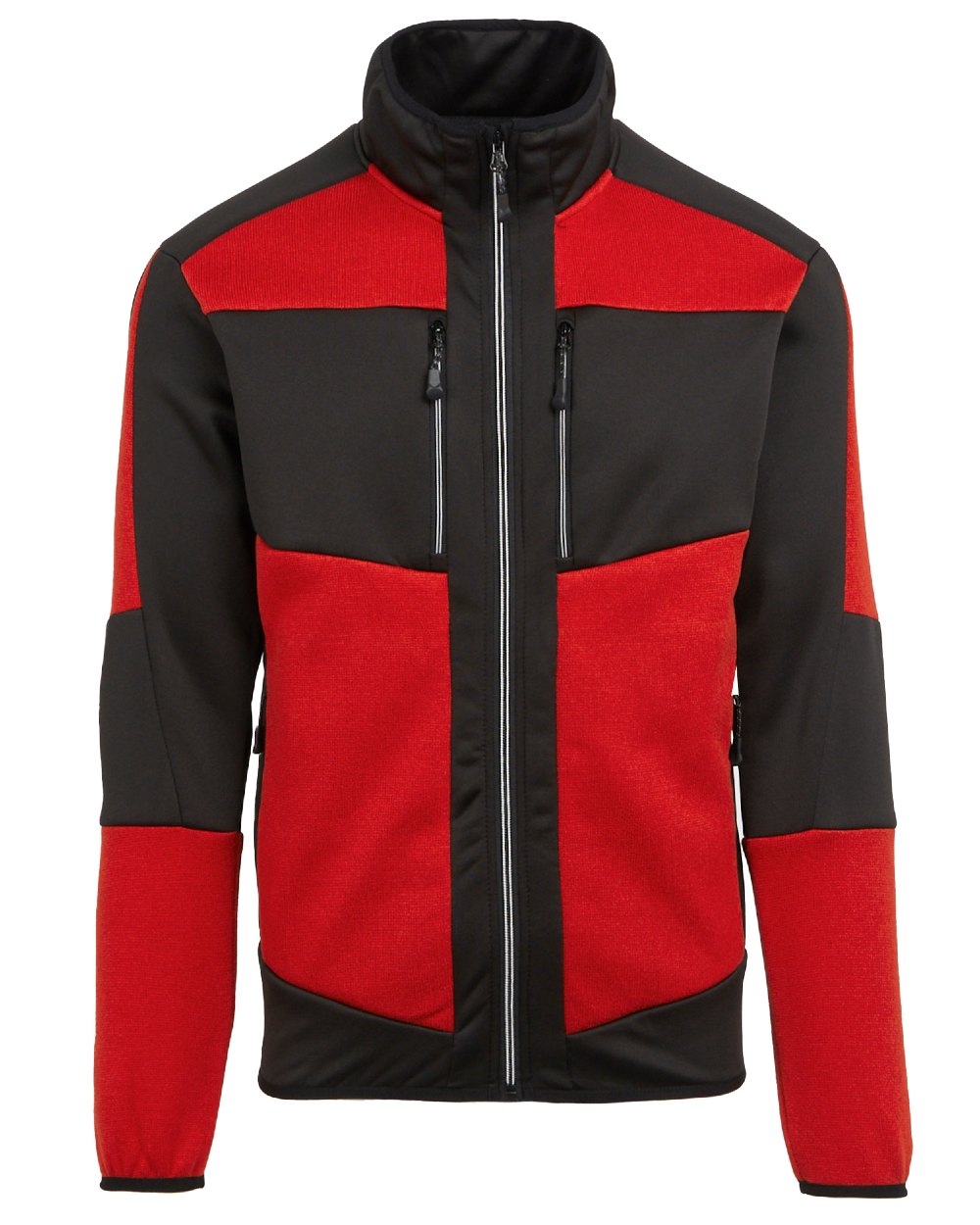 Classic Red Black coloured Regatta Mens E-Volve Stretch Midlayer Fleece Jacket on white background