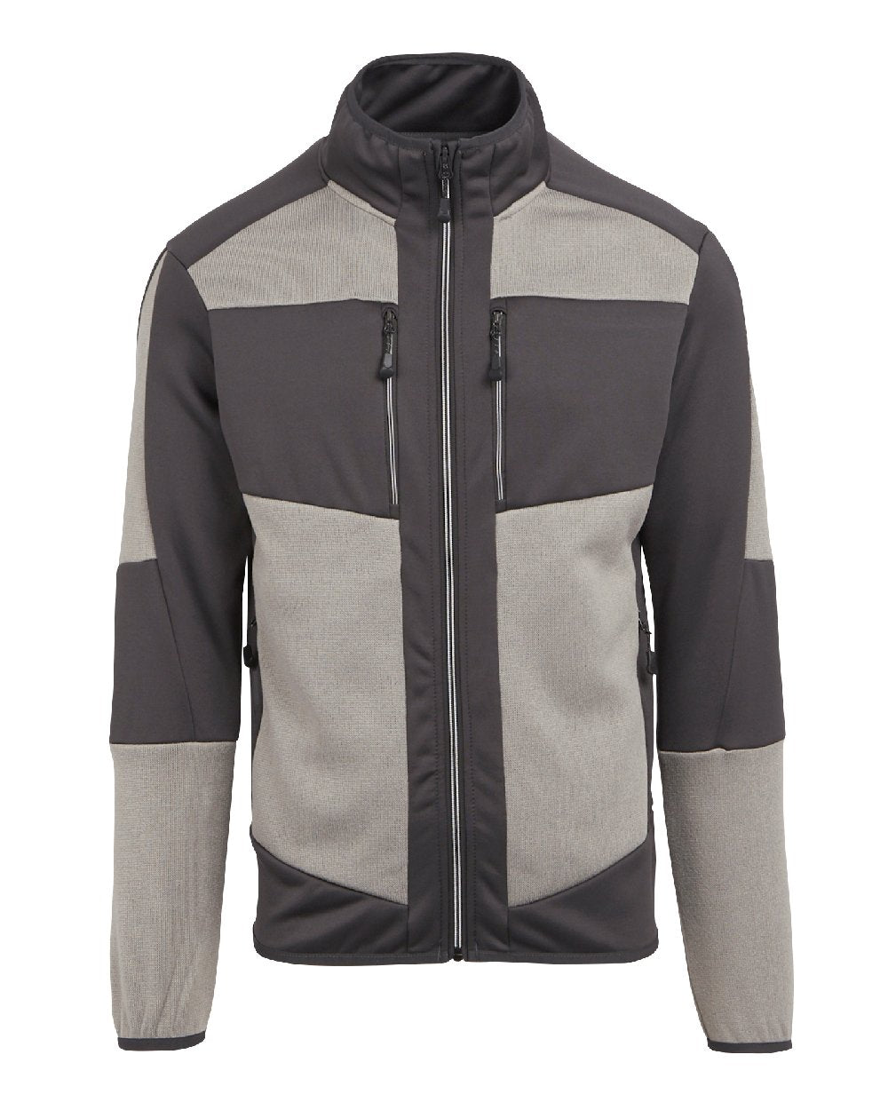 Grey Ash coloured Regatta Mens E-Volve Stretch Midlayer Fleece Jacket on white background