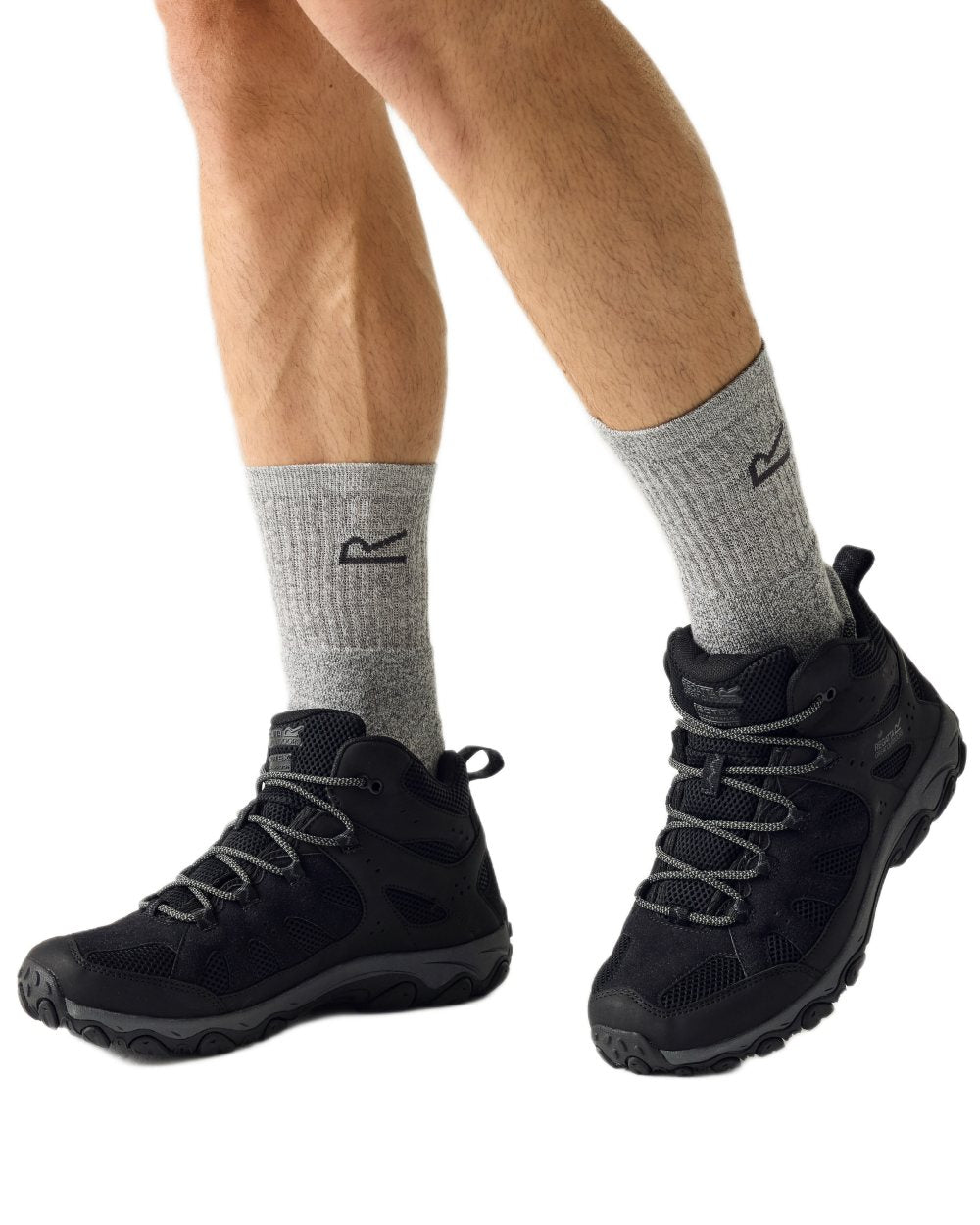 Black Granite Coloured Regatta Mens Edgepoint IV Mid Walking Boots on white background