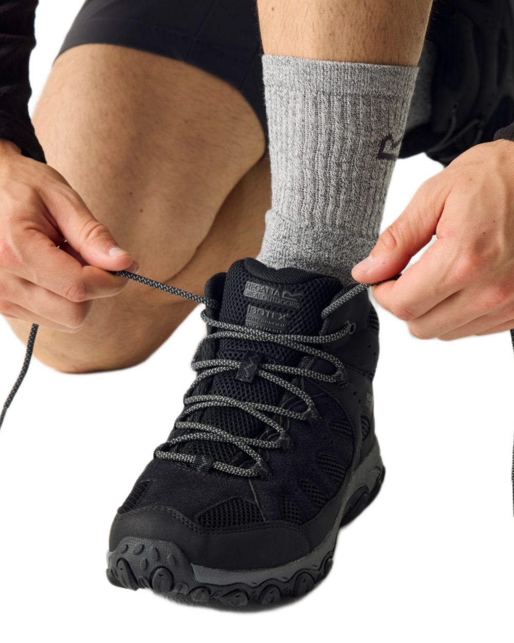 Black Granite Coloured Regatta Mens Edgepoint IV Mid Walking Boots on white background