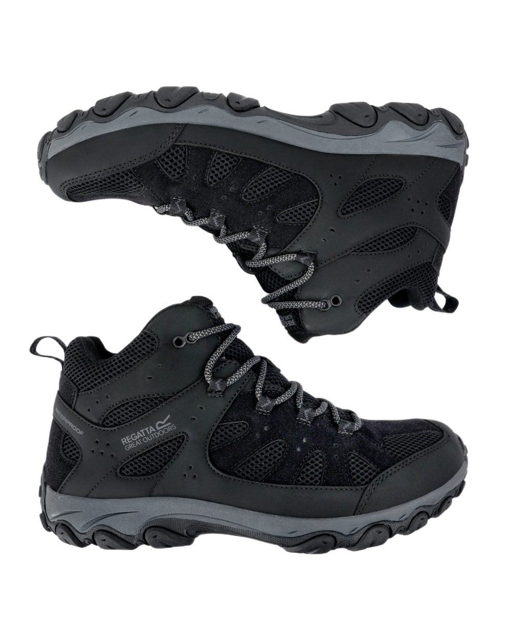 Black Granit Coloured Regatta Mens Edgepoint IV Mid Walking Boots on white background