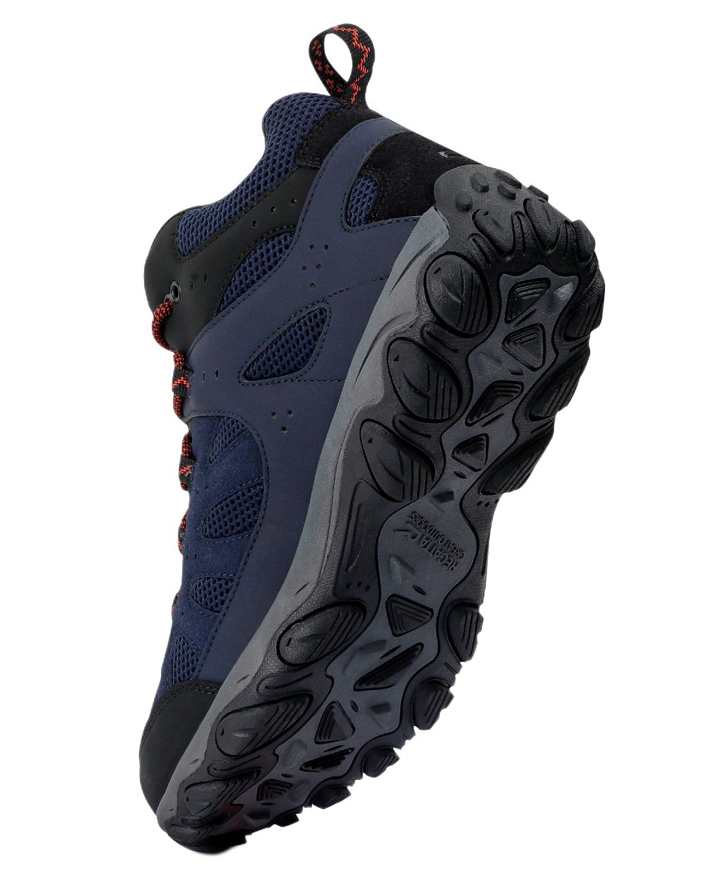 Navy Potters Clay Coloured Regatta Mens Edgepoint IV Mid Walking Boots on white background