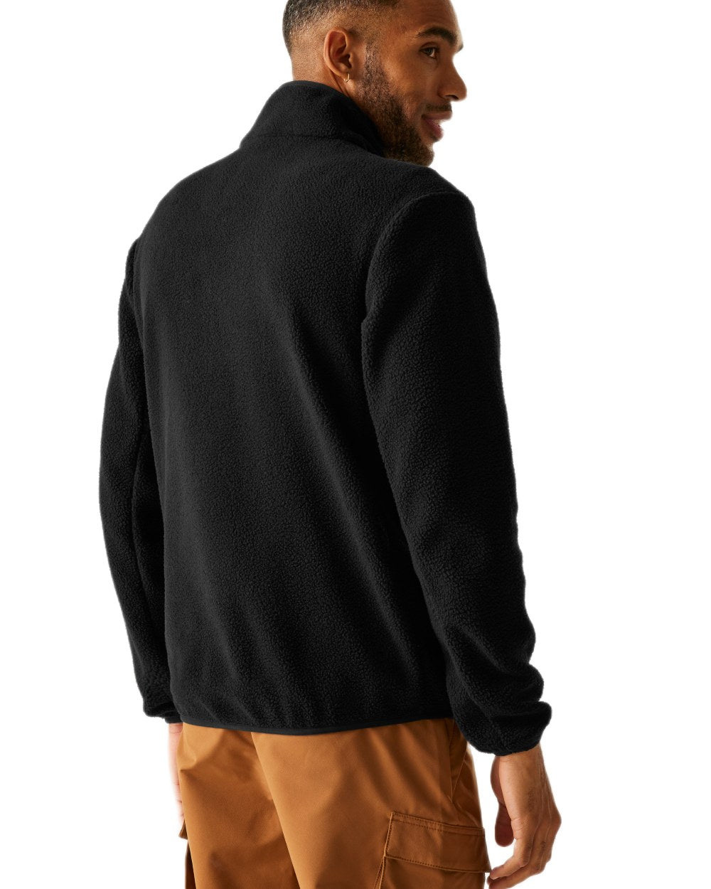 Black Coloured Regatta Mens Elnut Full Zip Fleece Jacket on white background