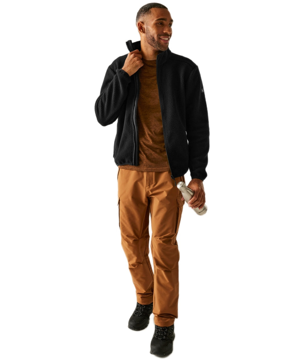 Black Coloured Regatta Mens Elnut Full Zip Fleece Jacket on white background