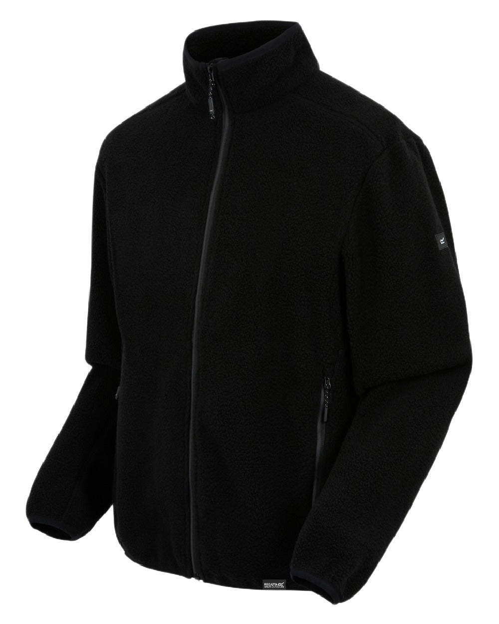 Black Coloured Regatta Mens Elnut Full Zip Fleece Jacket on white background