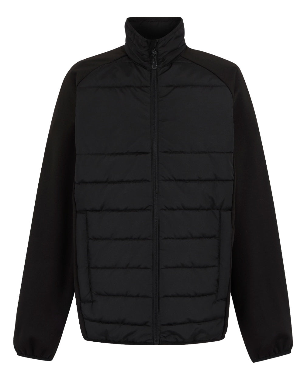 Black coloured Regatta Mens Essential Hybrid Jacket on white background