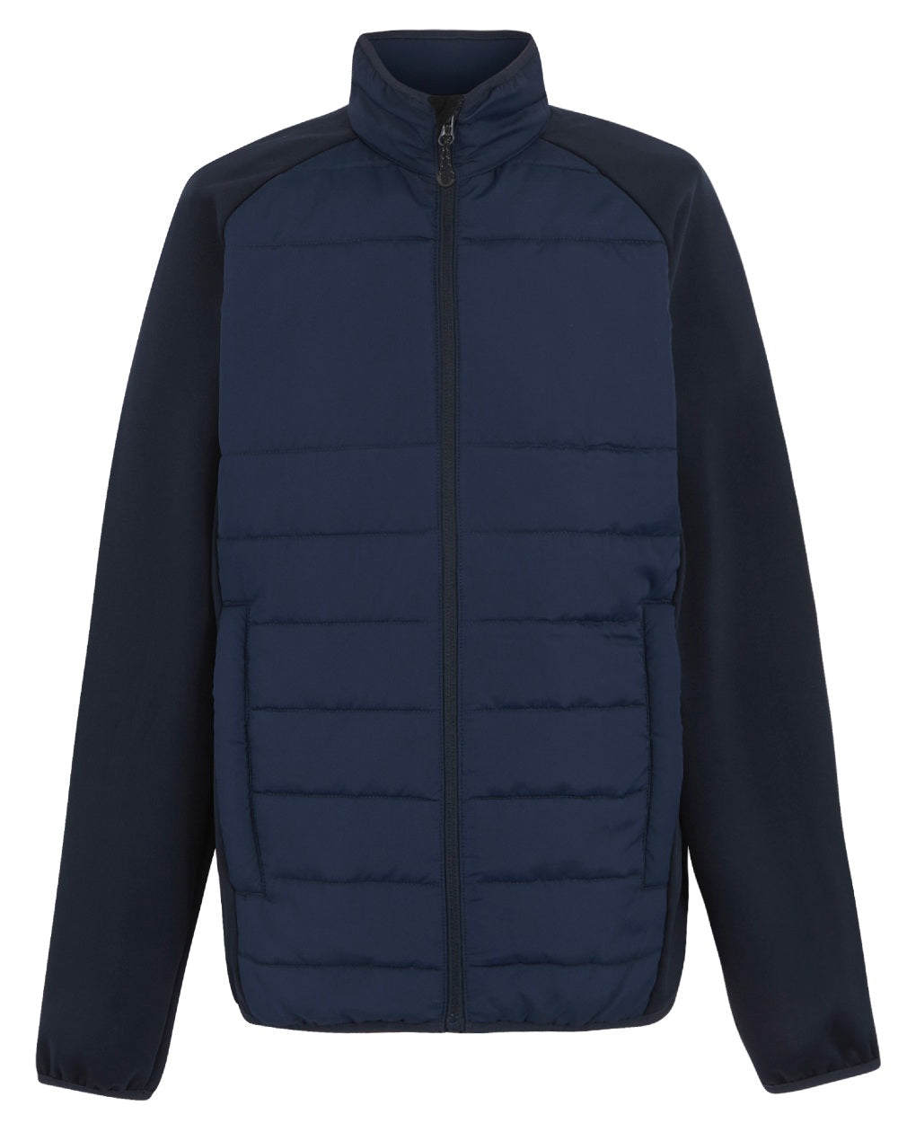 Navy coloured Regatta Mens Essential Hybrid Jacket on white background