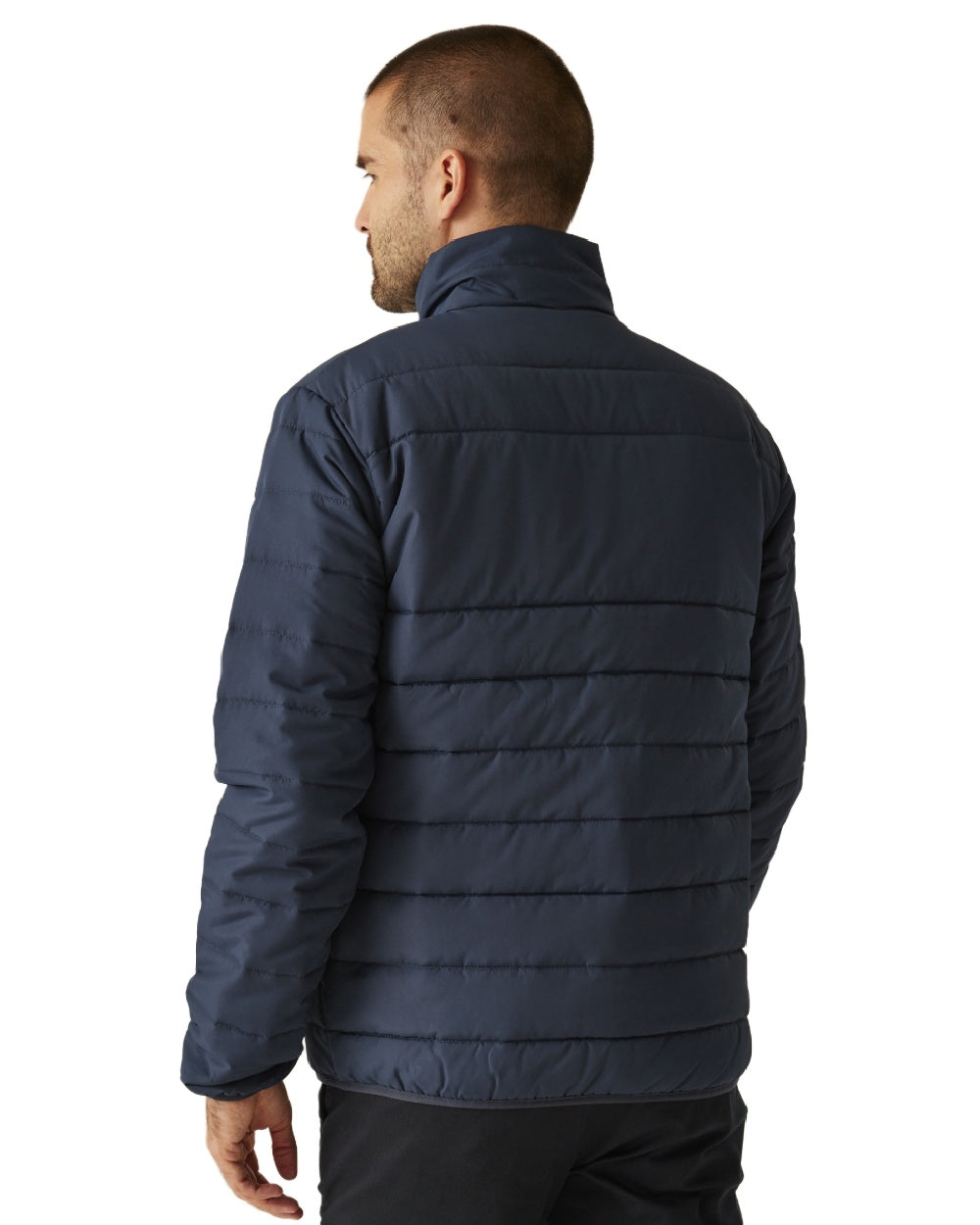 Navy coloured Regatta Mens Essential Thermal Jacket on white background