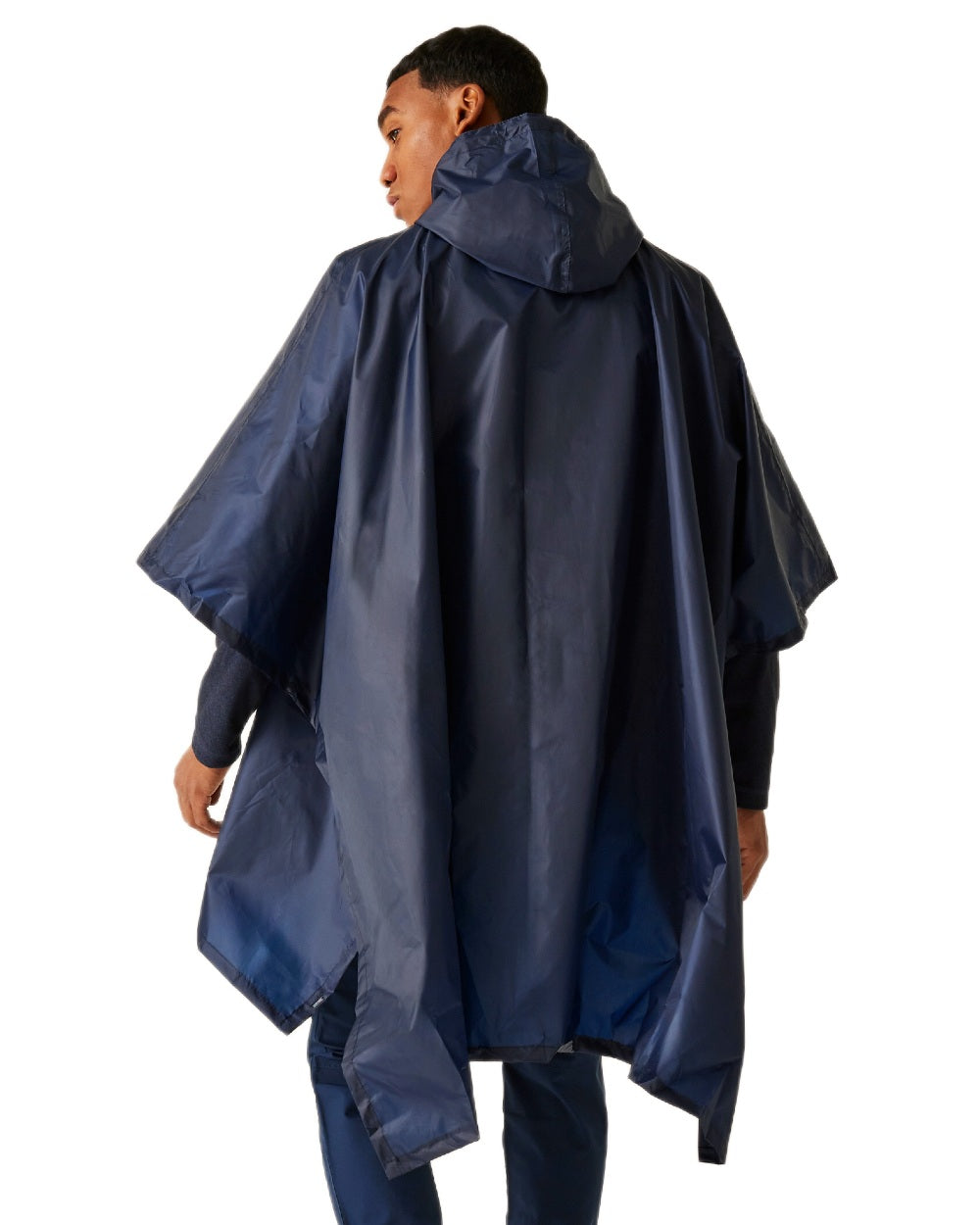 Navy Coloured Regatta Mens Fedrik Waterproof Poncho on white background