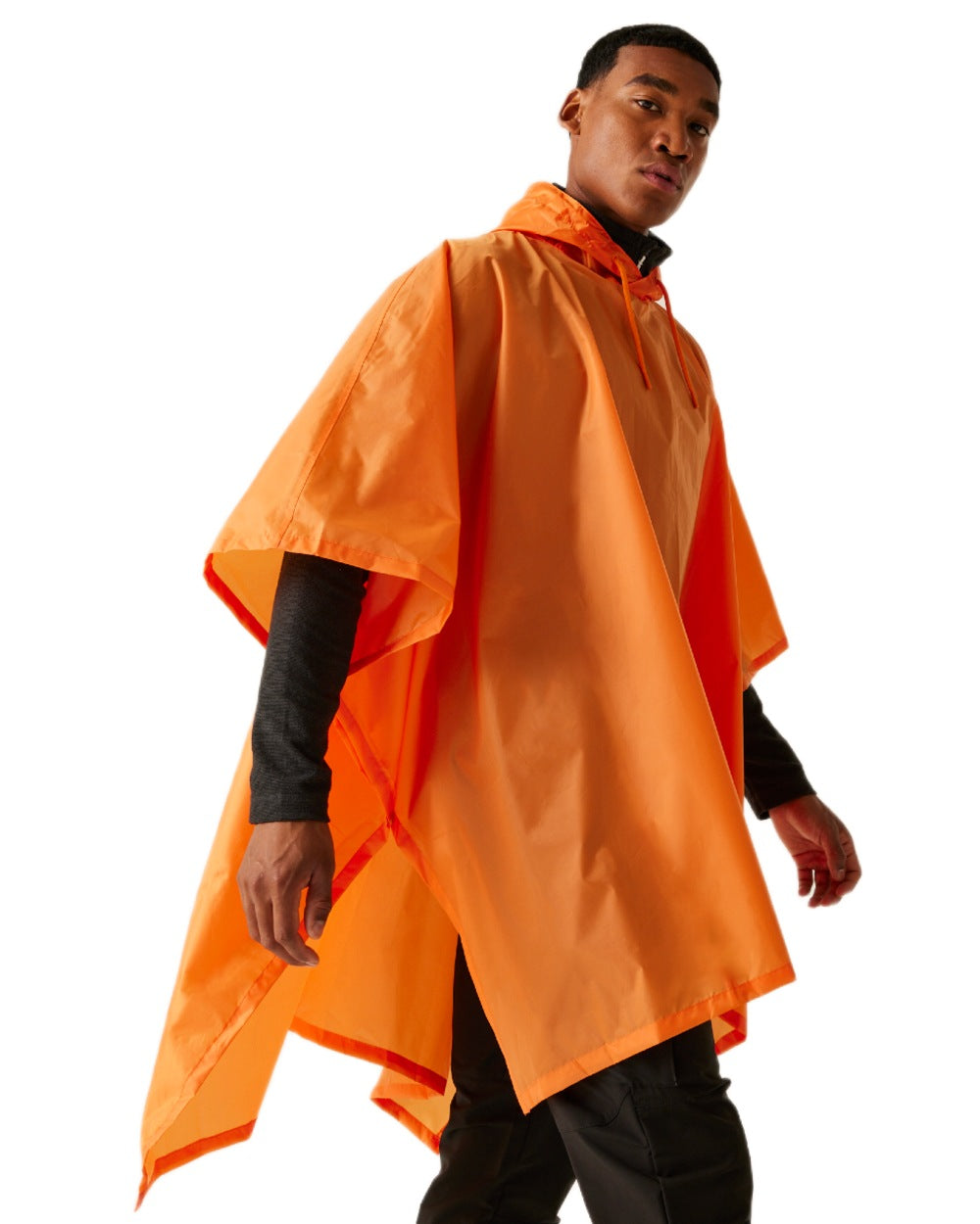 Persimmon Coloured Regatta Mens Fedrik Waterproof Poncho on white background