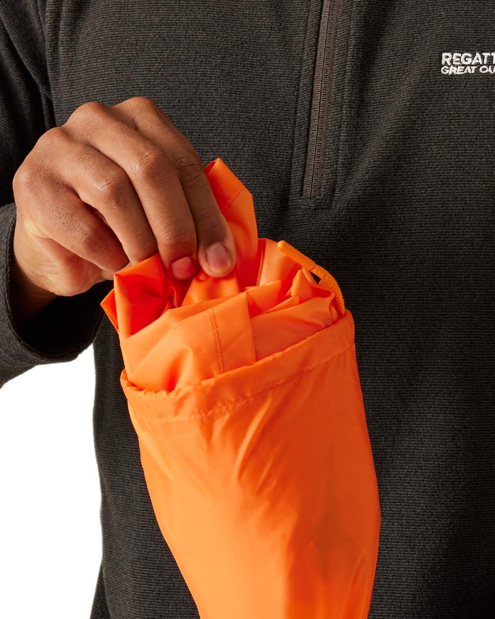 Persimmon Coloured Regatta Mens Fedrik Waterproof Poncho on white background