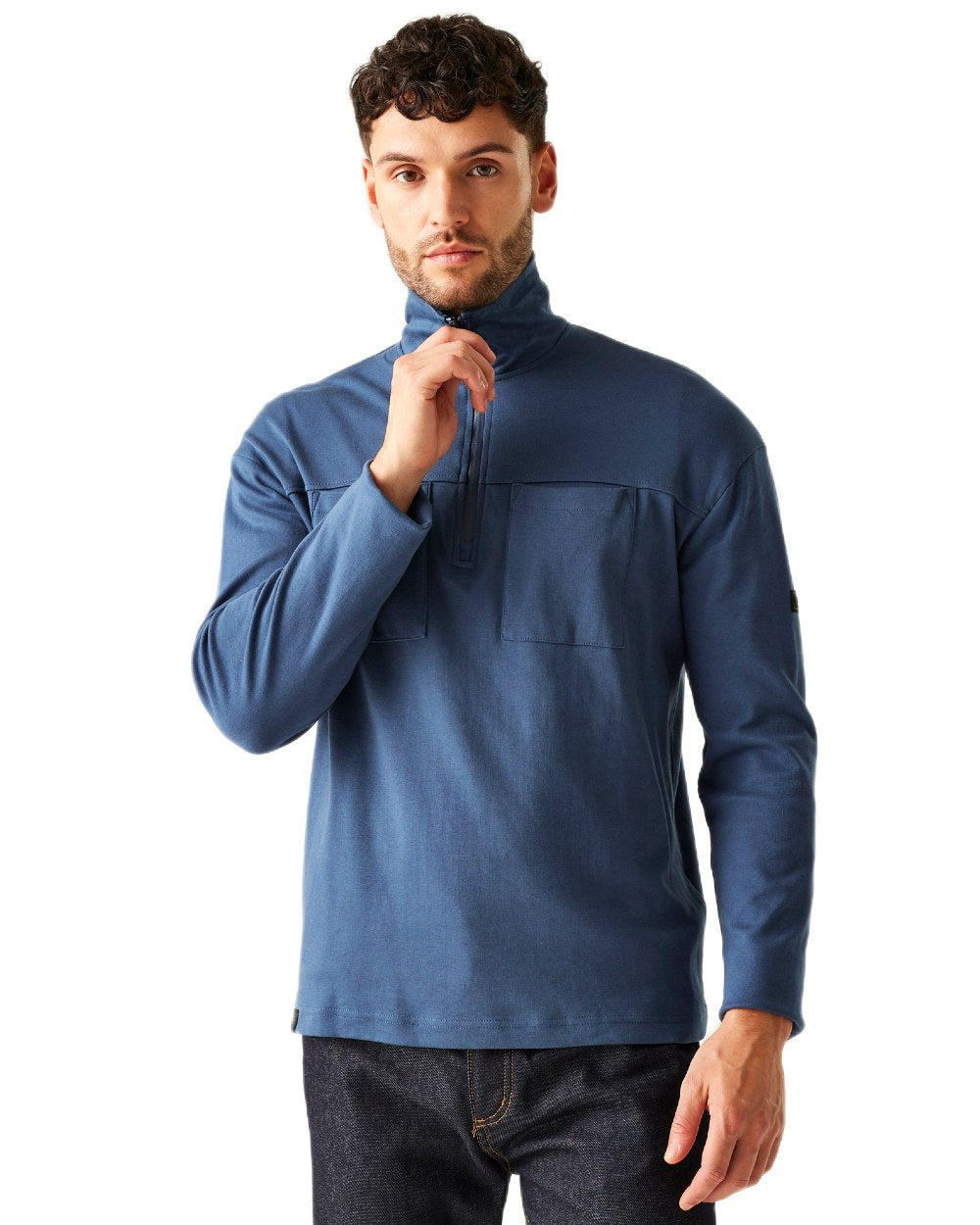 Dark Denim Coloured Regatta Mens Ferdo Fleece Jacket on white background