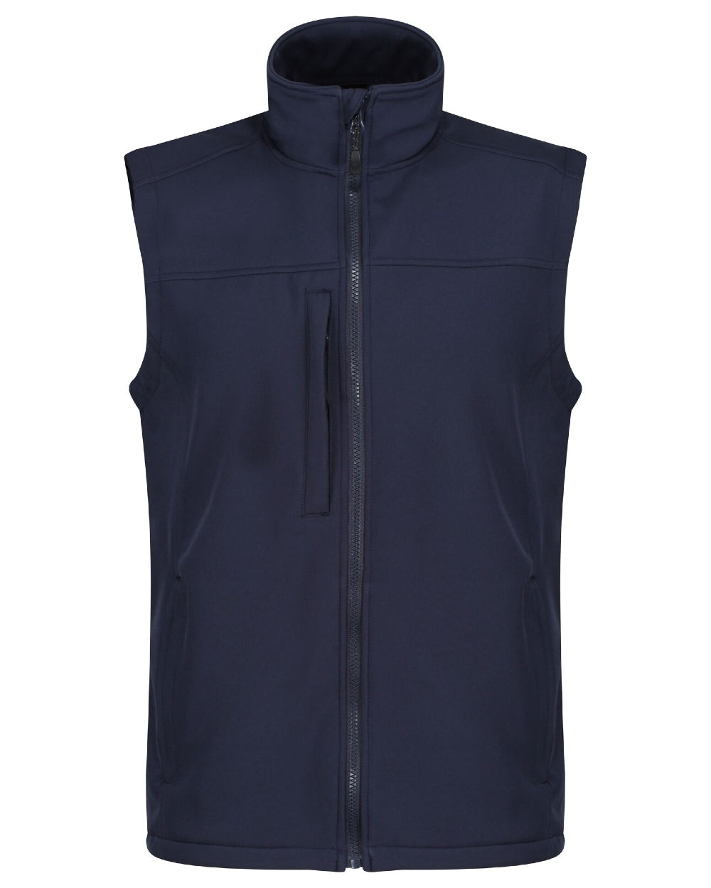 Navy coloured Regatta Mens Flux Softshell Bodywarmer on white background