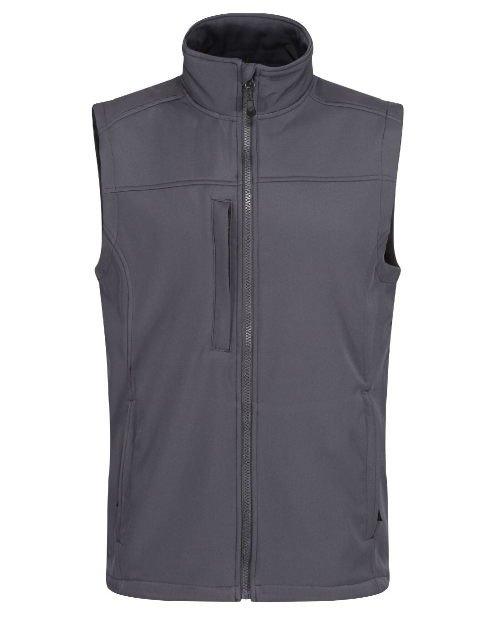 Seal Grey coloured Regatta Mens Flux Softshell Bodywarmer on white background