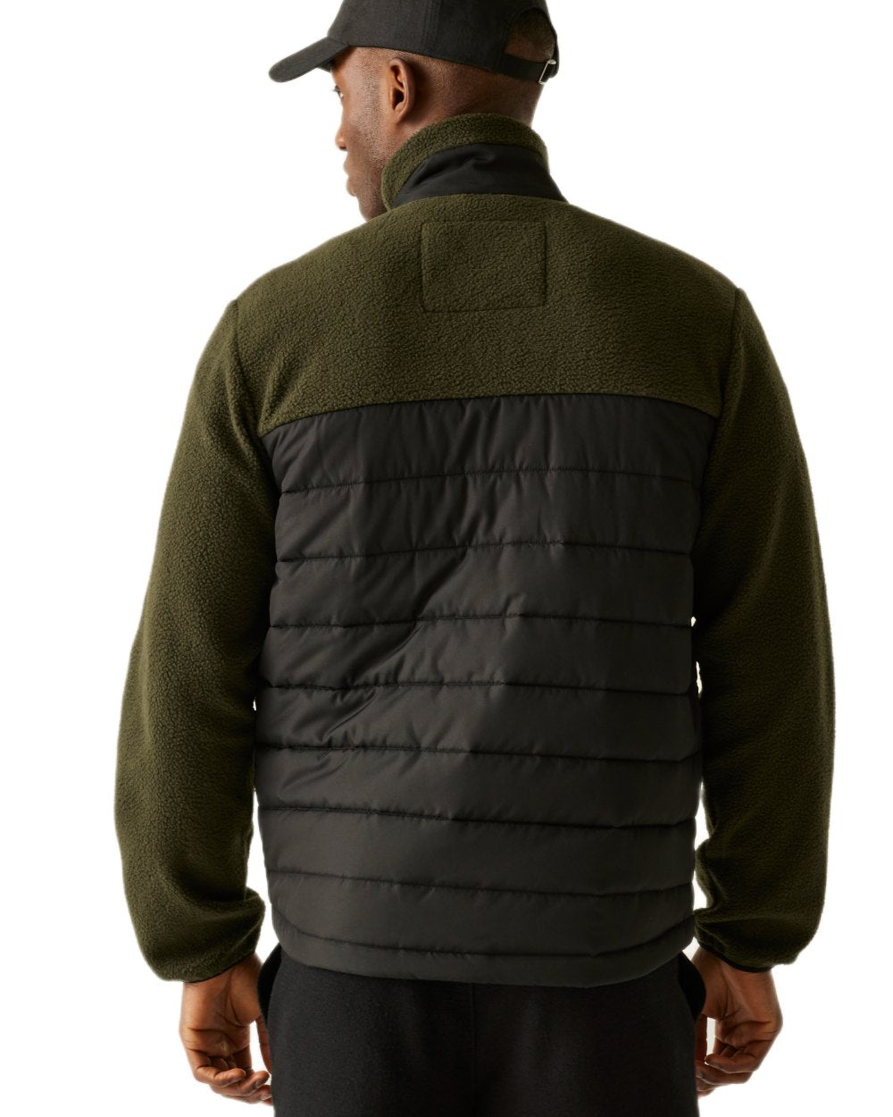 Black Dark Khaki Coloured Regatta Mens Frankie Borg Hybrid Full Zip Fleece Jacket on white background