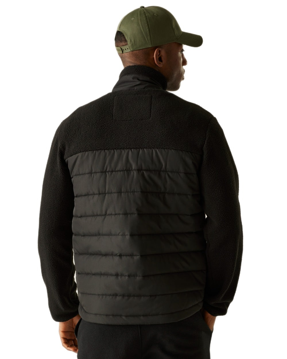 Black Coloured Regatta Mens Frankie Borg Hybrid Full Zip Fleece Jacket on white background