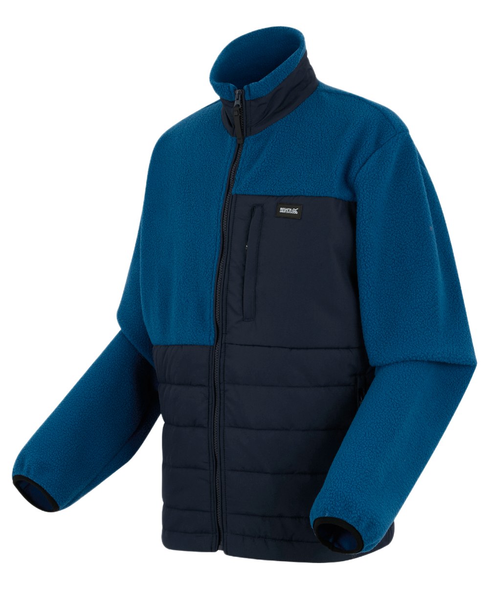 Navy Blue Coloured Regatta Mens Frankie Borg Hybrid Full Zip Fleece Jacket on white background