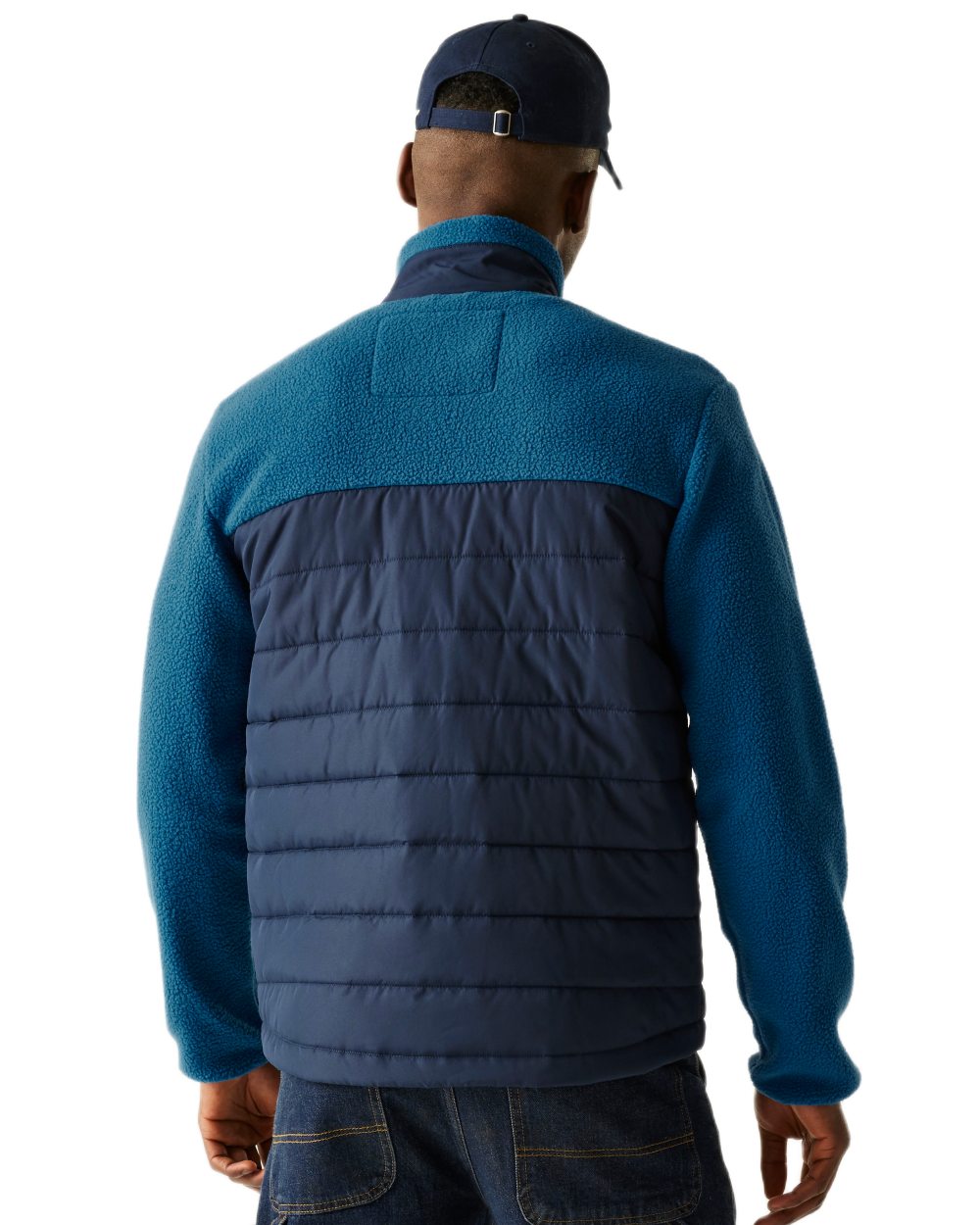 Navy Blue Coloured Regatta Mens Frankie Borg Hybrid Full Zip Fleece Jacket on white background