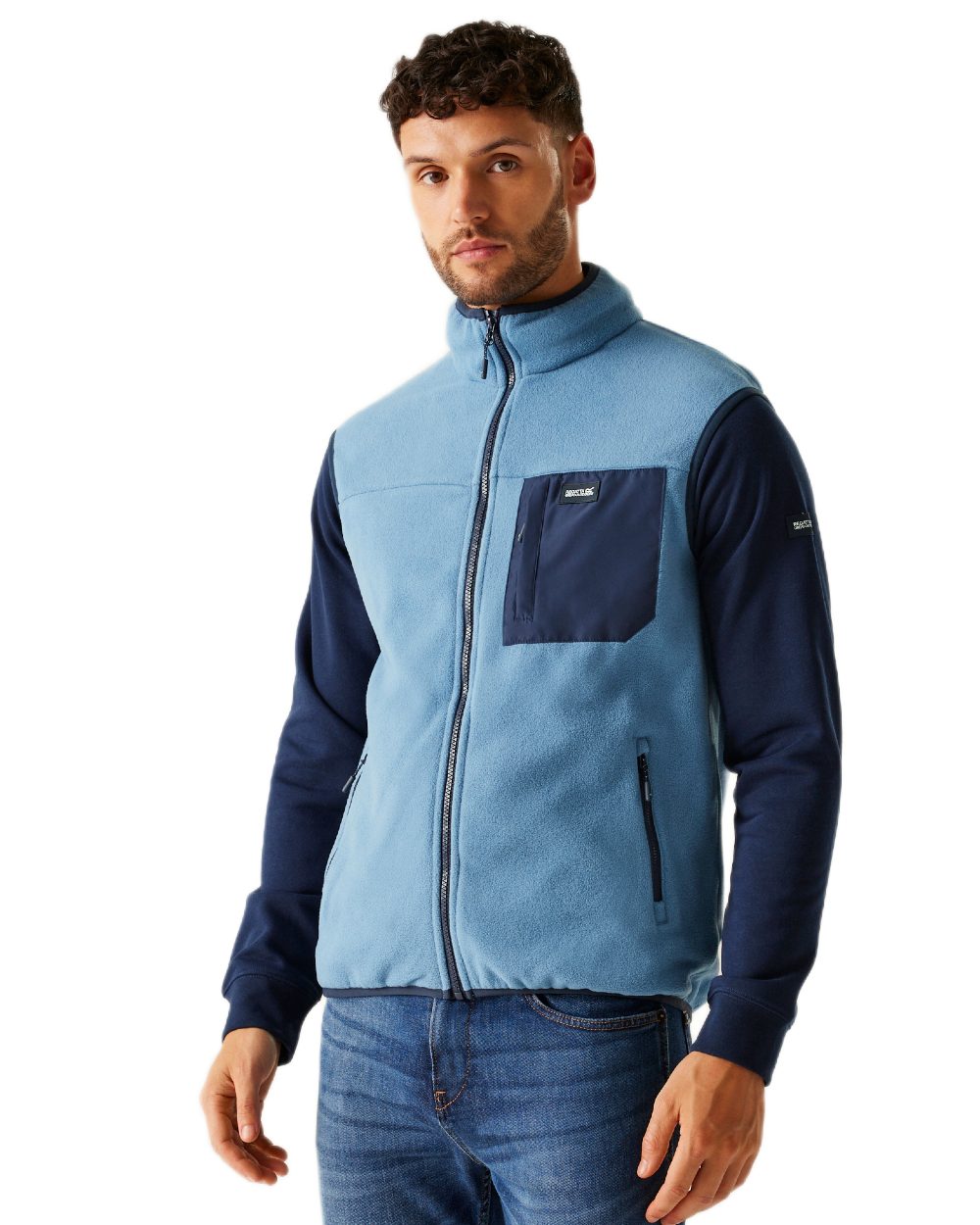 Coronet Blue Navy Coloured Regatta Mens Frankie Fleece Gilet on white background