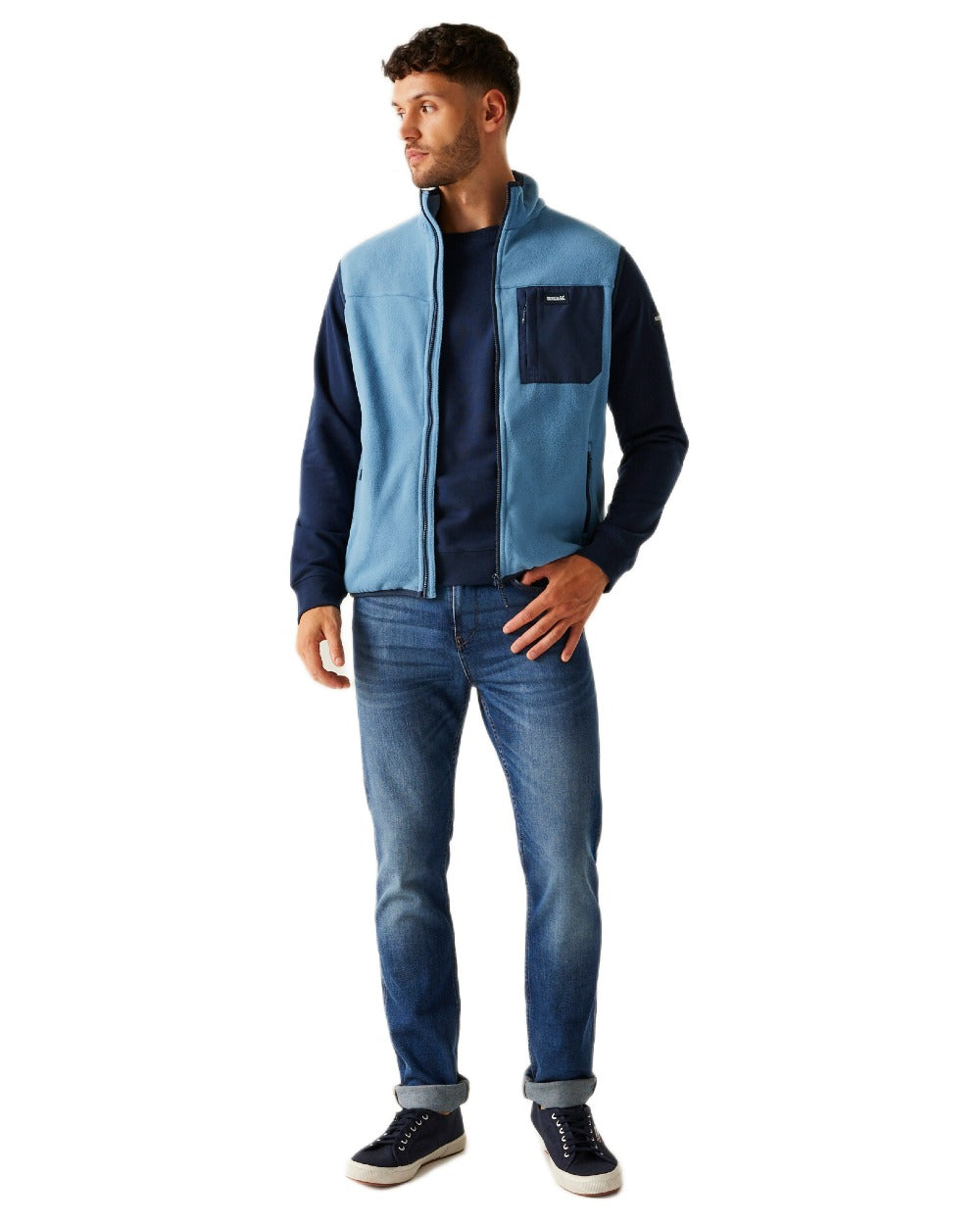 Coronet Blue Navy Coloured Regatta Mens Frankie Fleece Gilet on white background