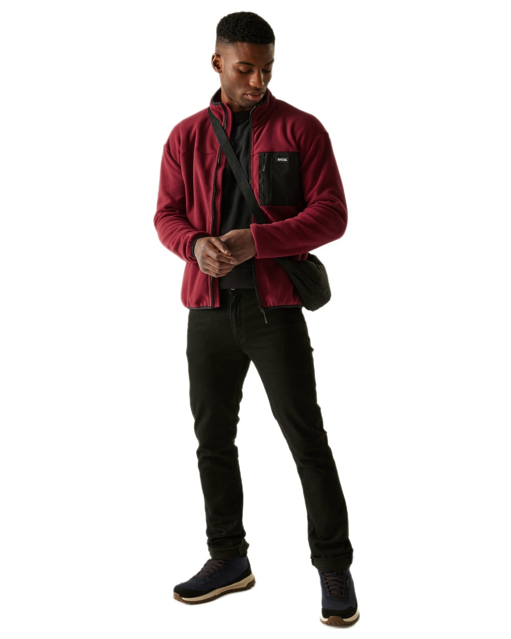 Dark Maroon Coloured Regatta Mens Frankie Full Zip Fleece Jacket on white background
