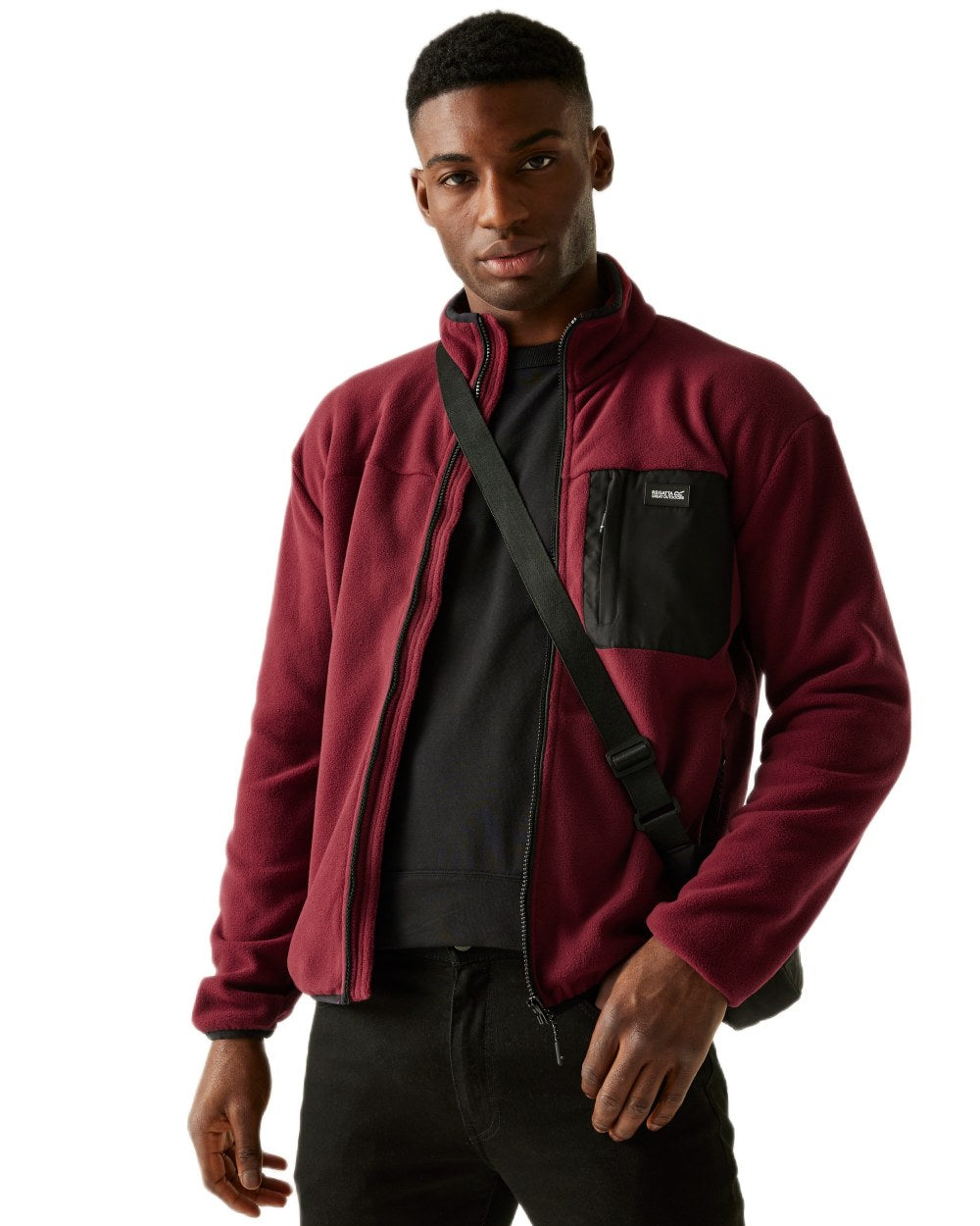 Dark Maroon Coloured Regatta Mens Frankie Full Zip Fleece Jacket on white background