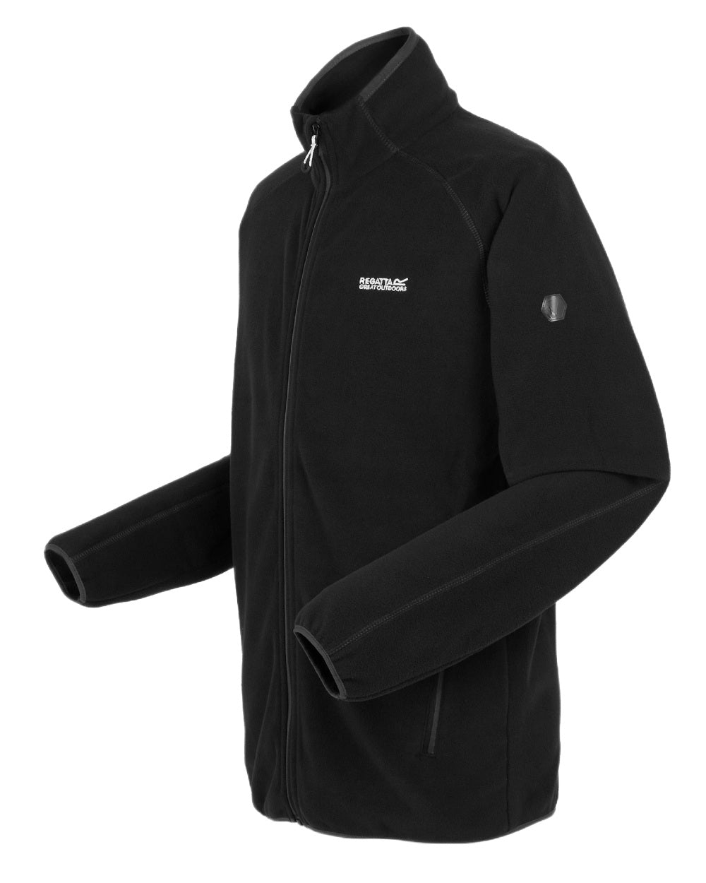 Black Coloured Regatta Mens Hadfield Full Zip Fleece Jacket on white background