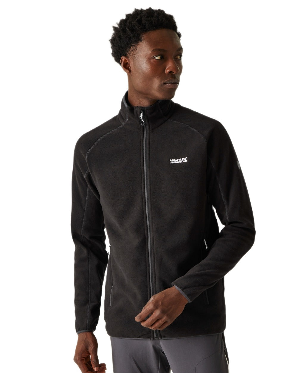 Black Coloured Regatta Mens Hadfield Full Zip Fleece Jacket on white background