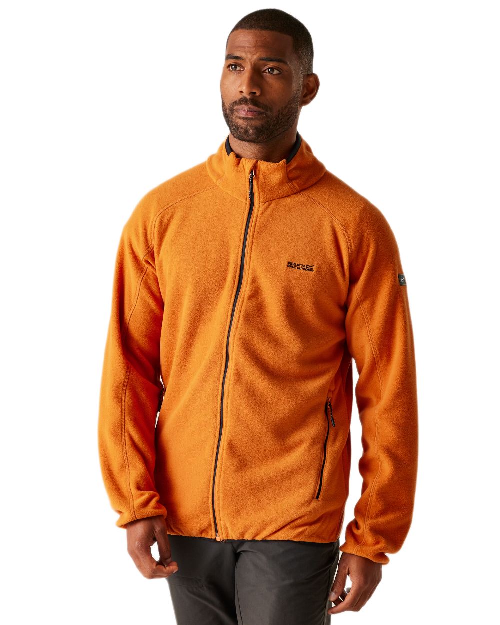 Fox Coloured Regatta Mens Hadfield Full Zip Fleece Jacket on white background