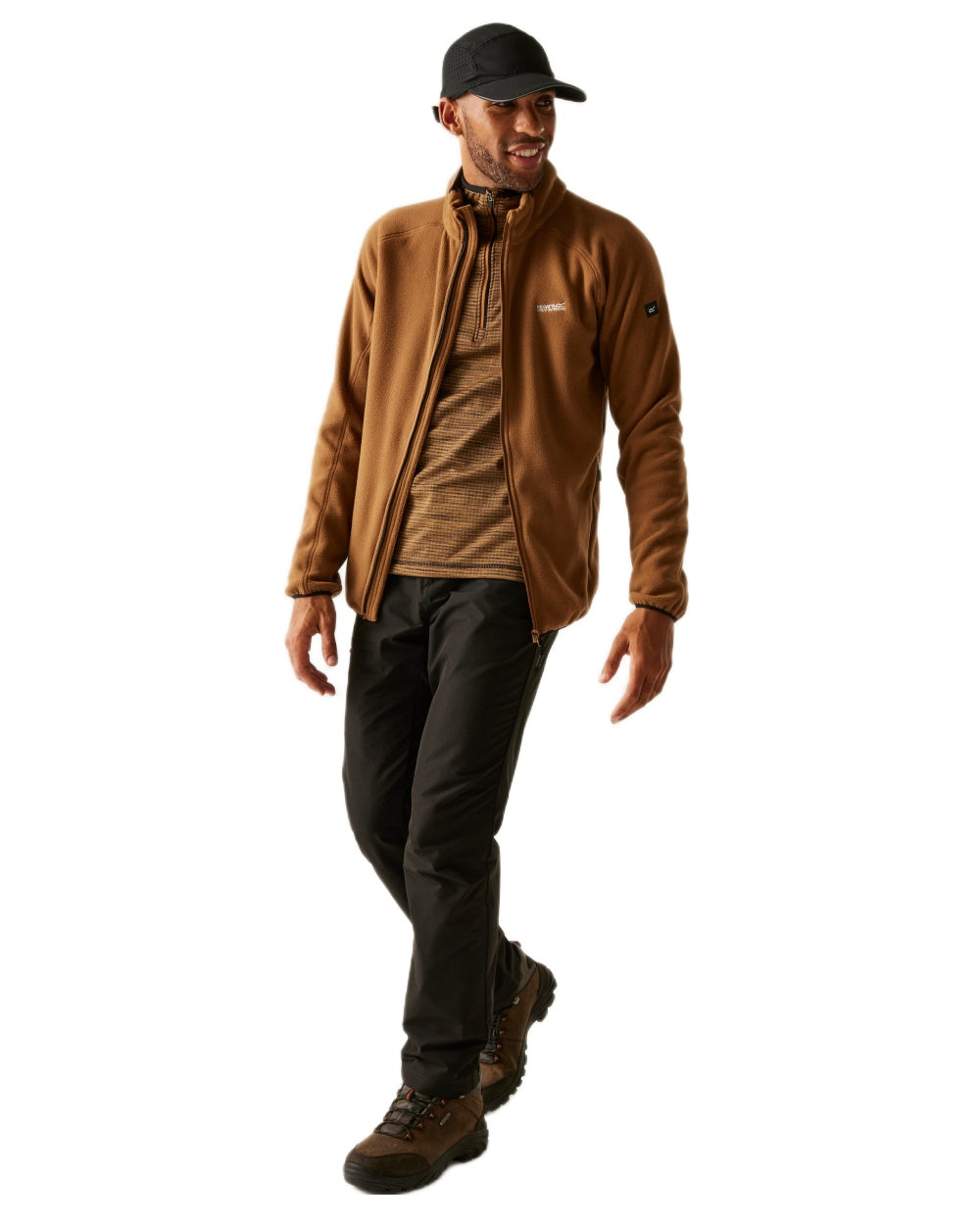 Nut Brown Coloured Regatta Mens Hadfield Full Zip Fleece Jacket on white background