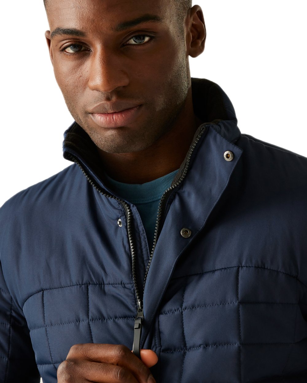 Navy Black Coloured Regatta Mens Haire Padded Jacket on white background