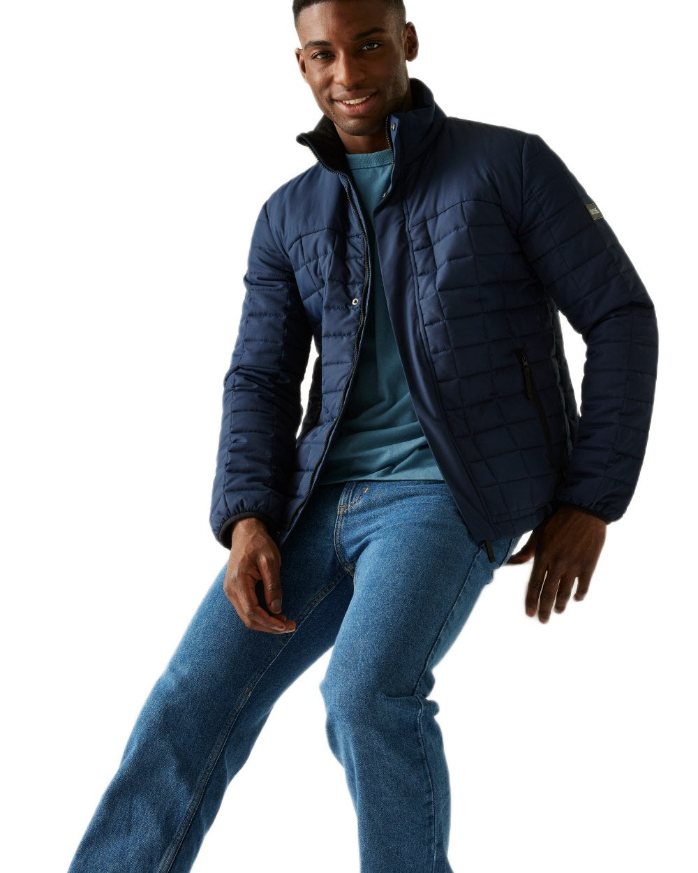 Navy Black Coloured Regatta Mens Haire Padded Jacket on white background