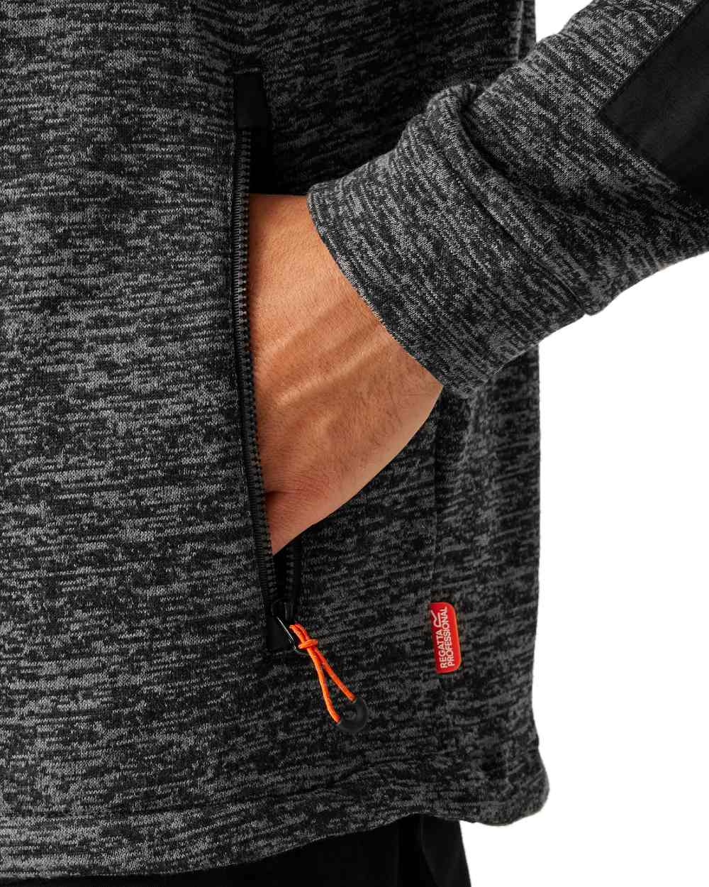 Ash Marl Black coloured Regatta Mens Heist Hybrid Jacket on white background