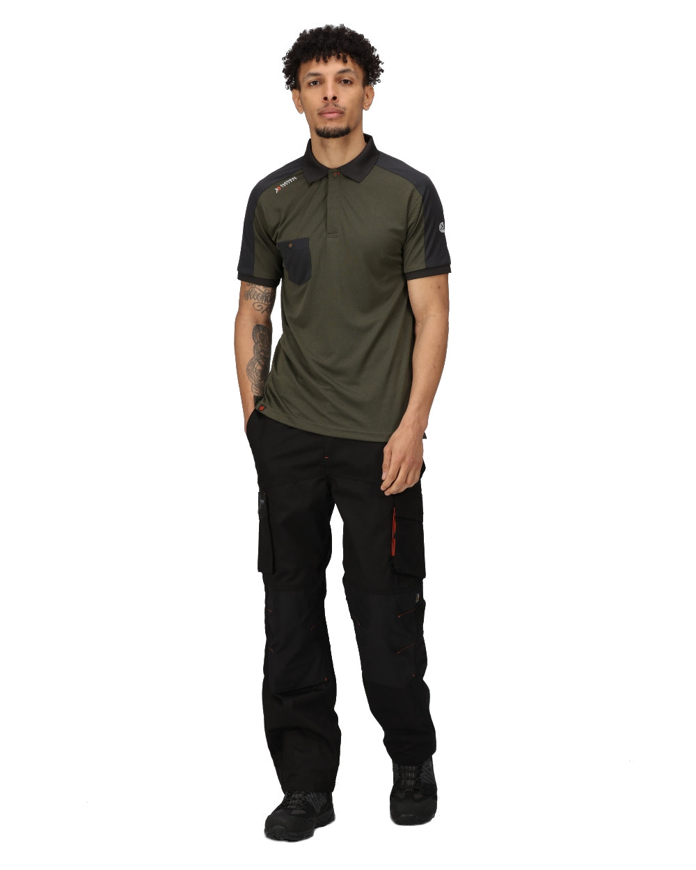 Black coloured Regatta Mens Heroic Worker Trousers on white background