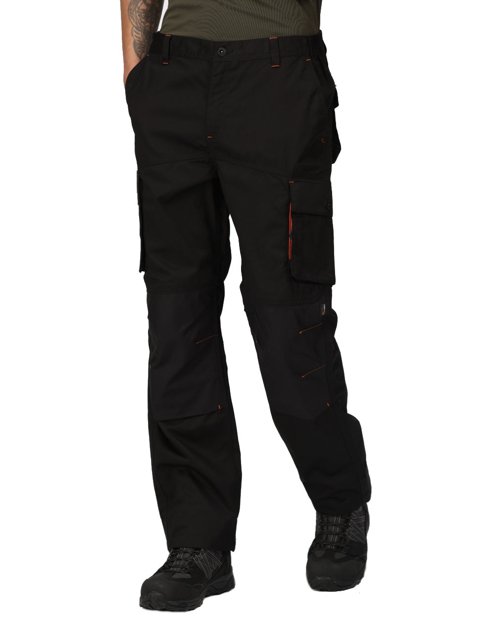 Black coloured Regatta Mens Heroic Worker Trousers on white background