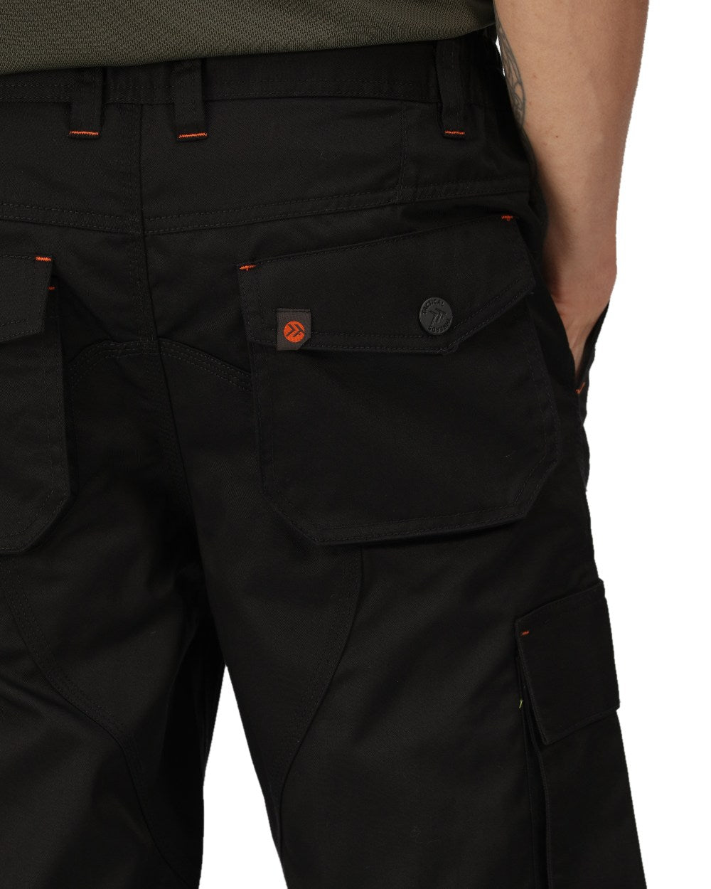 Black coloured Regatta Mens Heroic Worker Trousers on white background