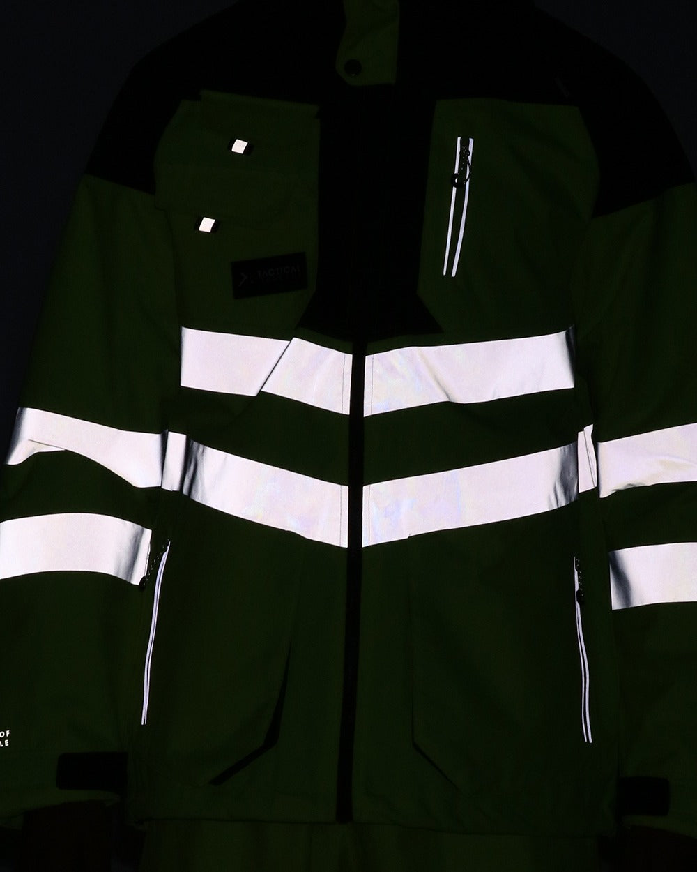 Yellow Grey coloured Regatta Mens Hi-Vis Waterproof Reflective Parka Jacket on black background