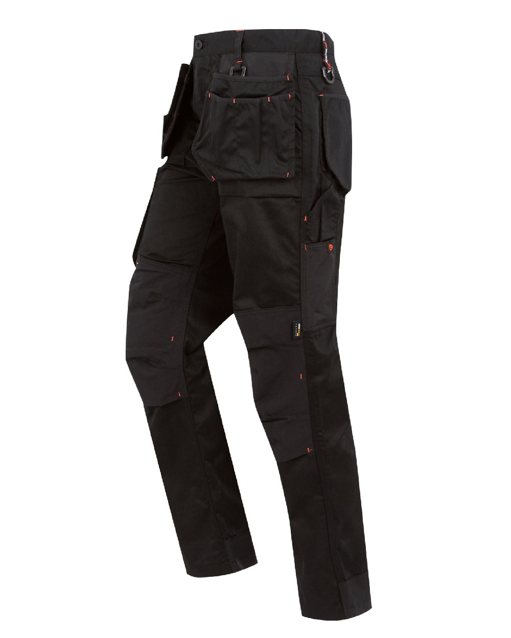 Black coloured Regatta Mens Incursion Work Trousers on white background