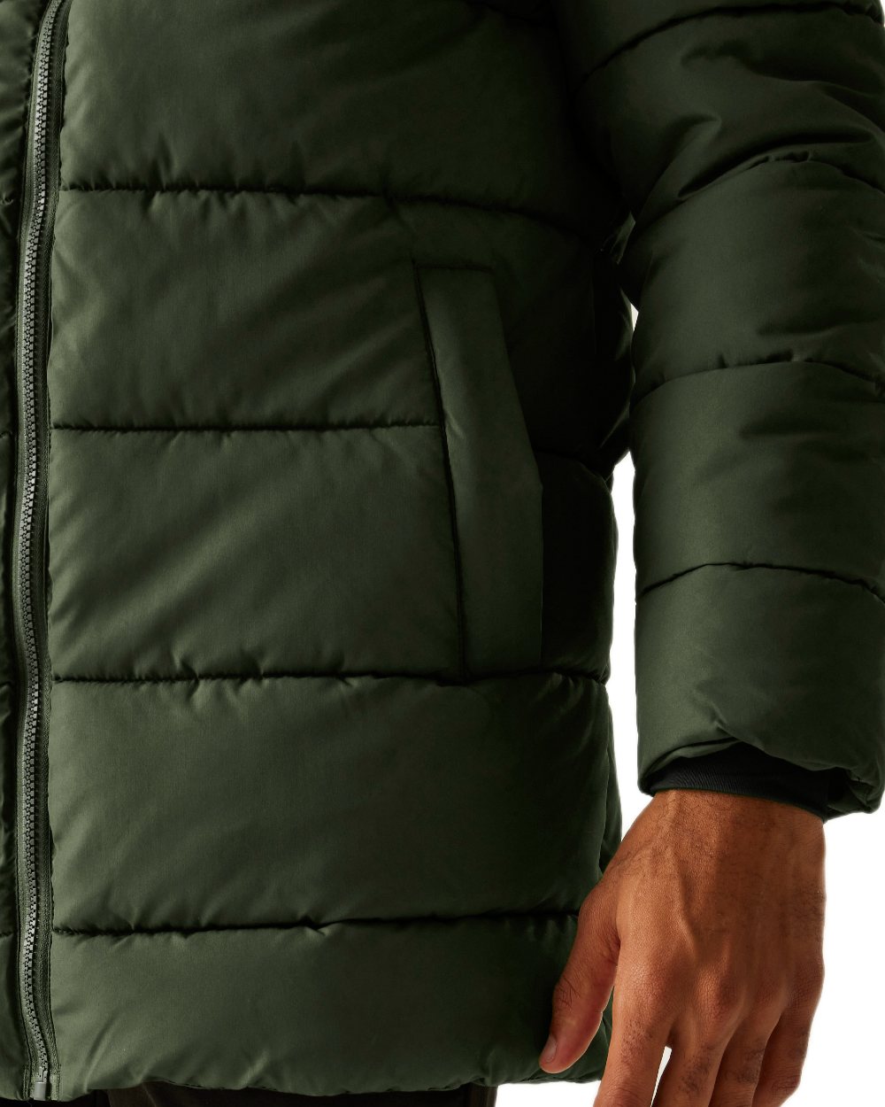 Dark Khaki Coloured Regatta Mens Lakiver Padded Jacket on white background