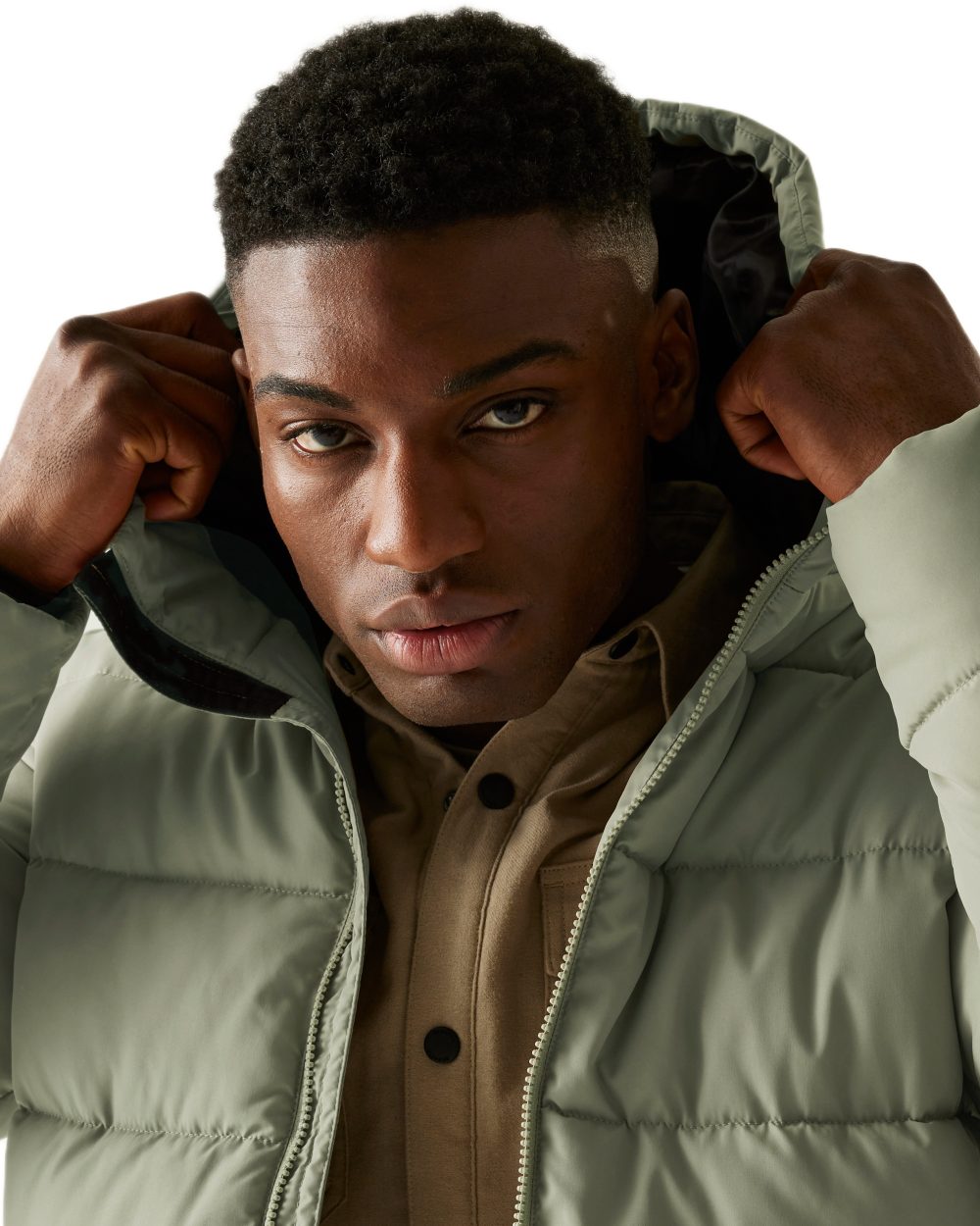 Golden Sand Coloured Regatta Mens Lakiver Padded Jacket on white background