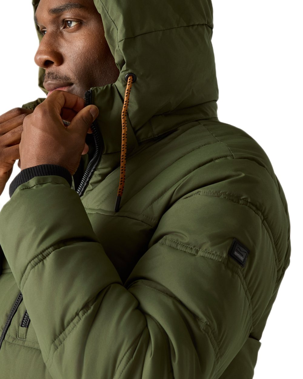 Olive Night Pumpkin Spice Coloured Regatta Mens Leeshaw Padded Jacket on white background