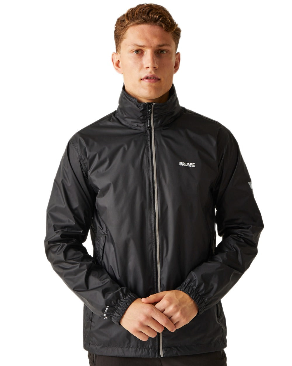 Black Coloured Regatta Mens Lyle IV Waterproof Packaway Jacket on white background
